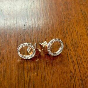 Pandora sparkling circle earrings rose gold plated